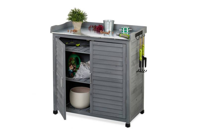 relaxdays Pflanztisch mit Unterschrank, grau relaxdays Pflanztisch mit Unterschrank, grau von relaxdays
