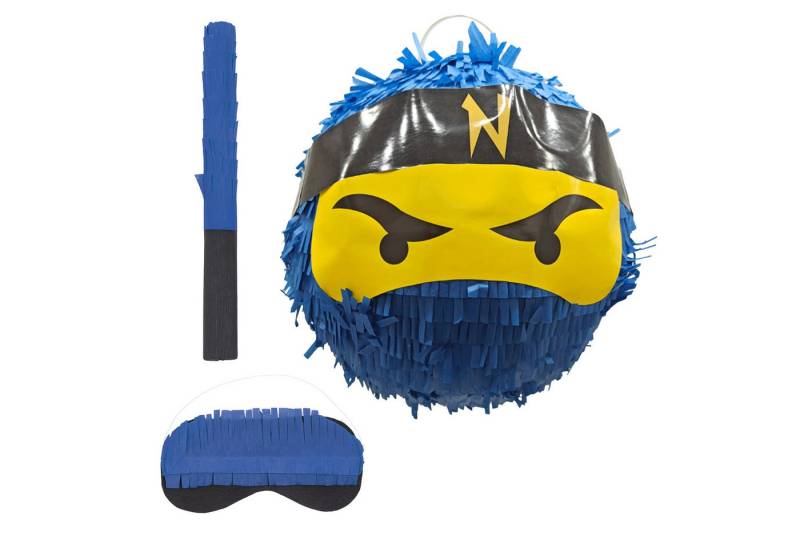 relaxdays Pinata Set Ninja mit Stab & Maske, blau relaxdays Pinata Set Ninja mit Stab & Maske, blau von relaxdays