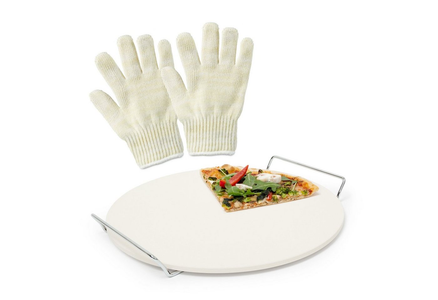 relaxdays Pizzastein 3 teiliges Pizza Set, Cordierit von relaxdays