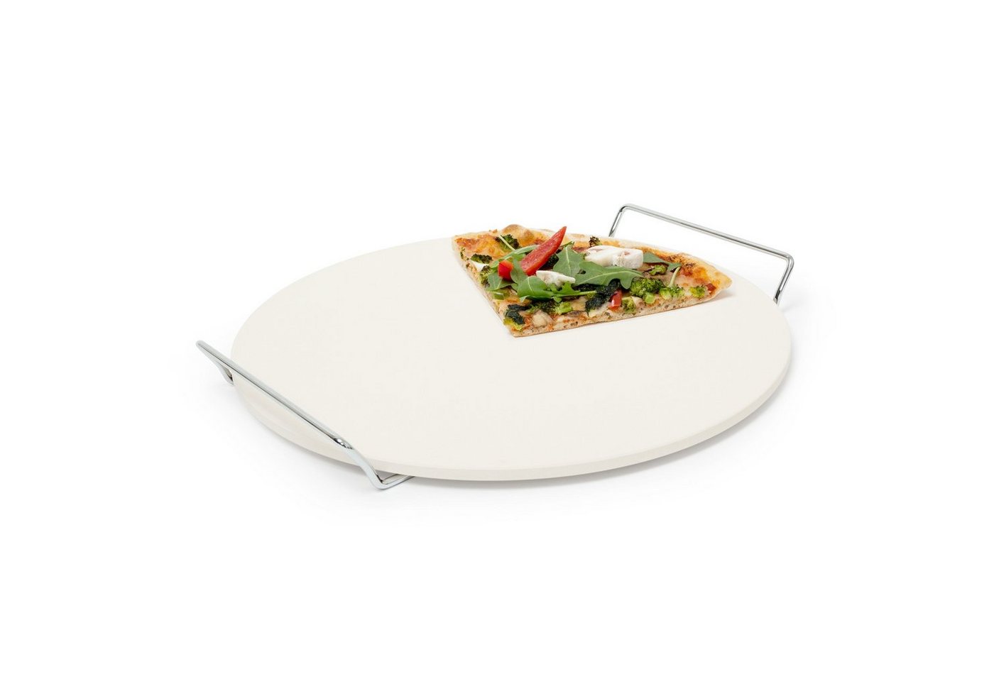 relaxdays Pizzastein Runder Pizzastein mit Halter, Cordierit von relaxdays