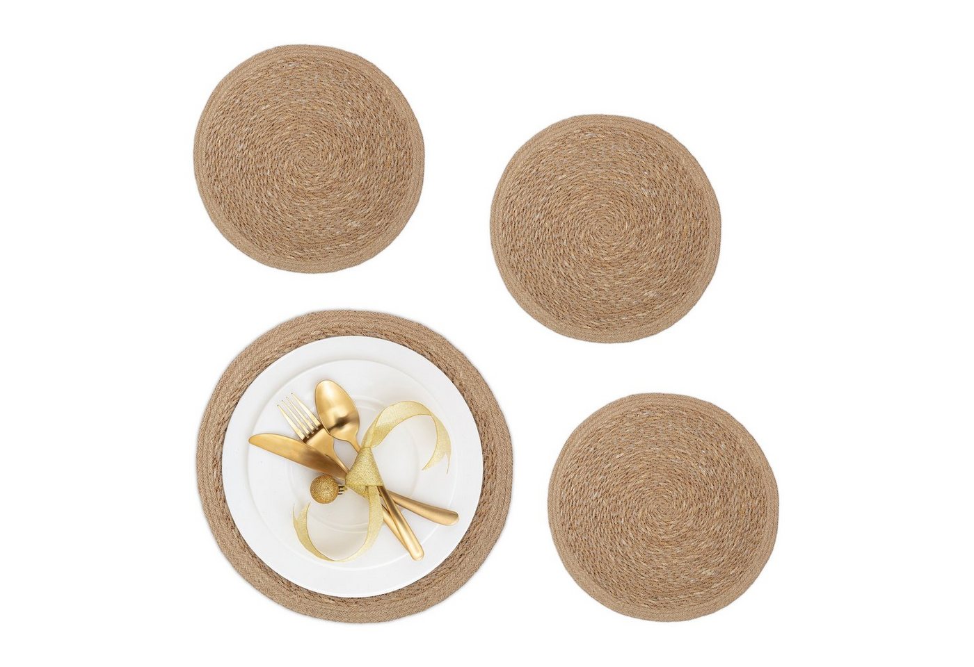relaxdays Platzset 4-teiliges Tischset Wasserhyazinthe von relaxdays