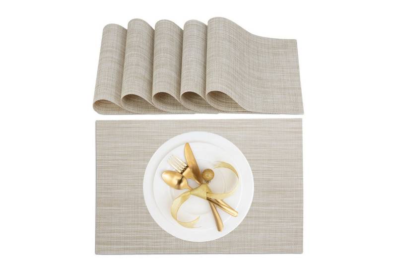 relaxdays Platzset Tischset 6-teilig, Beige von relaxdays