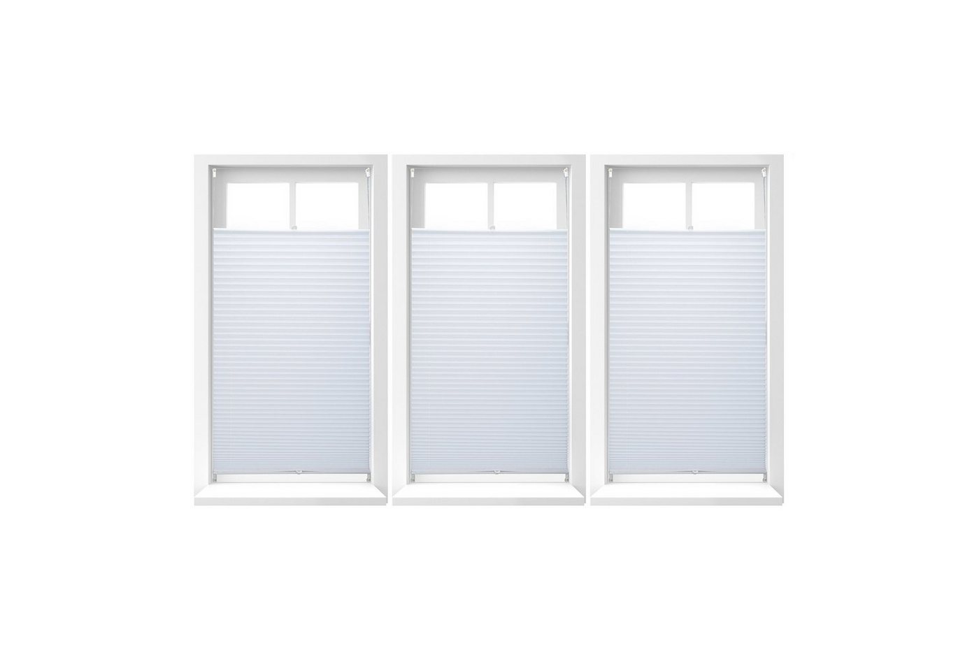 relaxdays Plissee 3 x Plissee Rollo weiß 90x210 cm von relaxdays