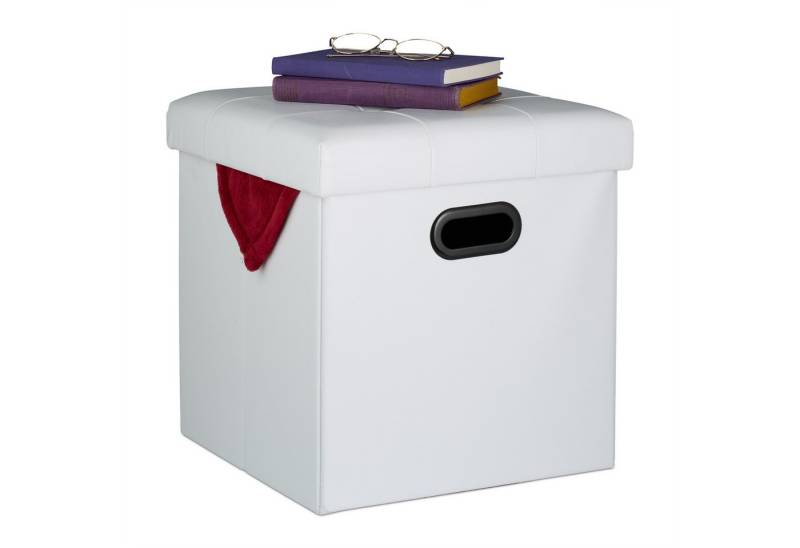 relaxdays Polsterhocker Hocker Kunstleder, weiß von relaxdays