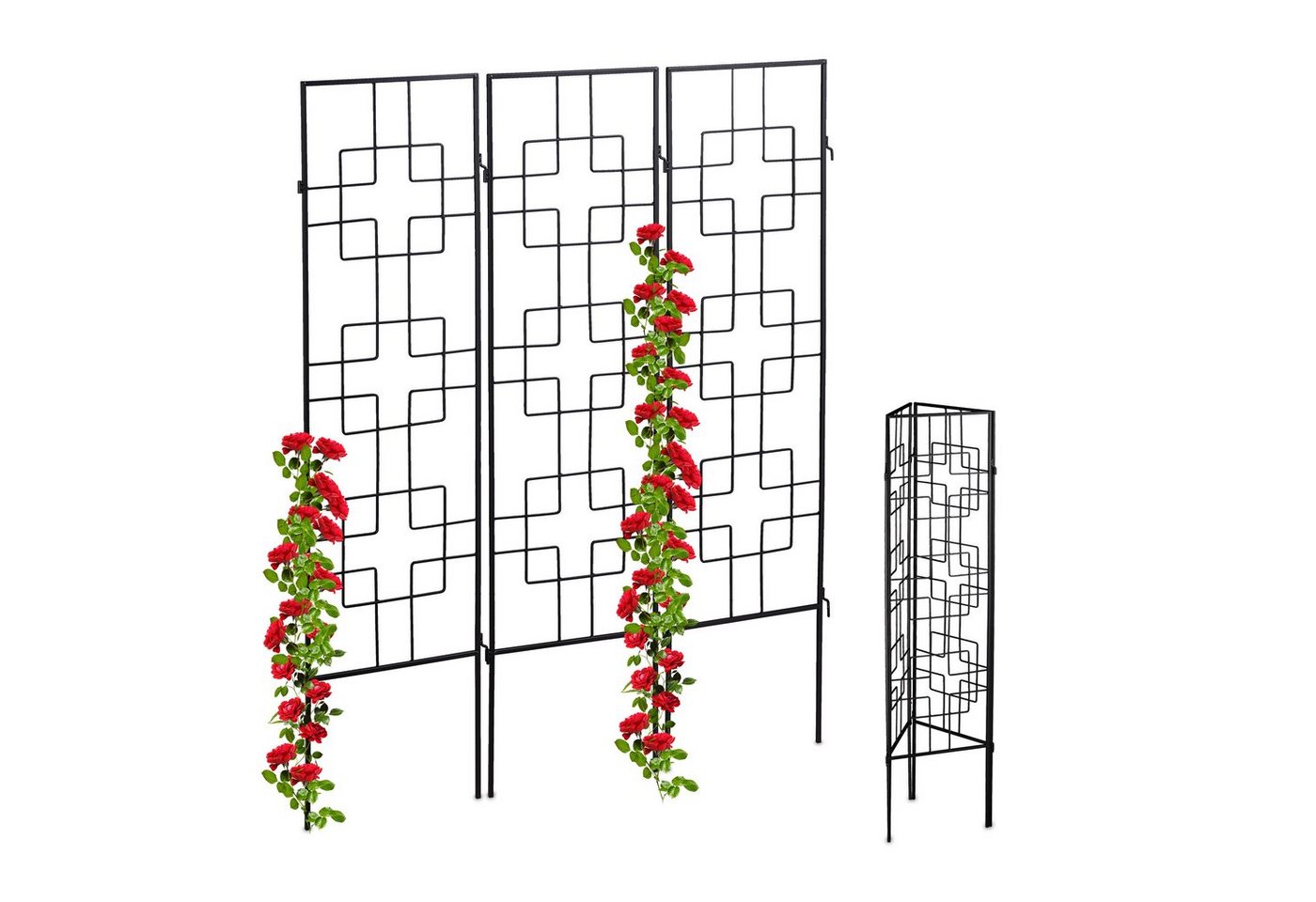 relaxdays Rankgitter Rankgitter Metall 3er Set von relaxdays