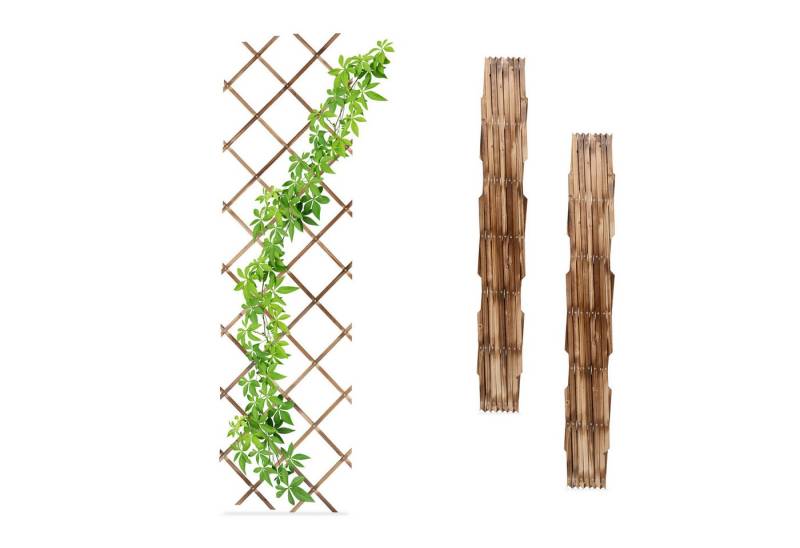 relaxdays Rankgitter ausziehbar 3er Set Holz, 3 St., 3er Set, Geflammt von relaxdays