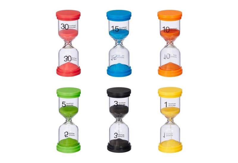 relaxdays Sanduhr 6er Set Sanduhren für Kinder von relaxdays