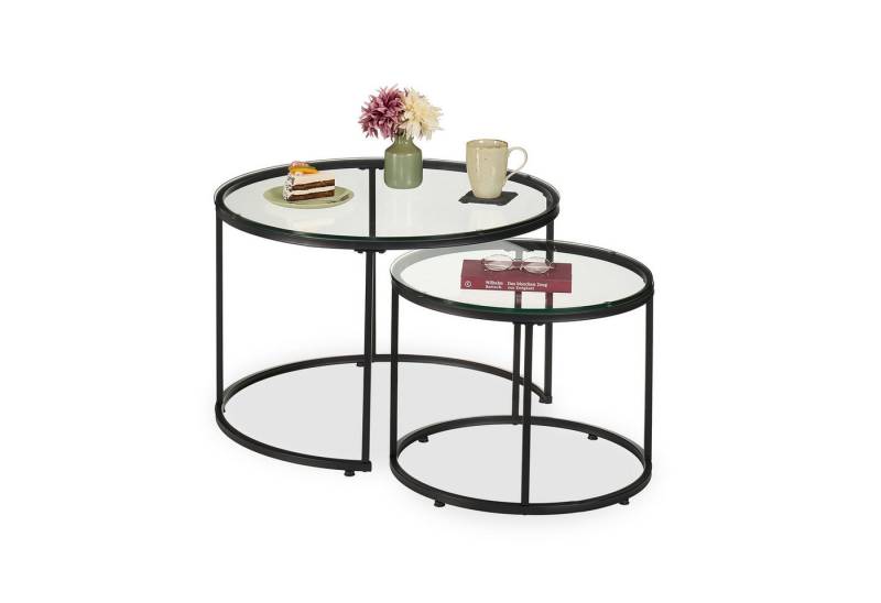 relaxdays Satztisch 2er Set Glas & Metall von relaxdays