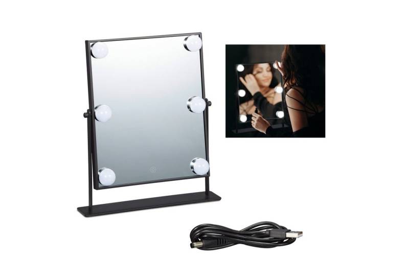 relaxdays Schminkspiegel Hollywood Spiegel, schwarz relaxdays Schminkspiegel Hollywood Spiegel, schwarz von relaxdays