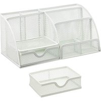 relaxdays Schreibtisch-Organizer weiß Metall 6 Fächer 28,0 x 14,0 x 13,0 cm von RELAXDAYS