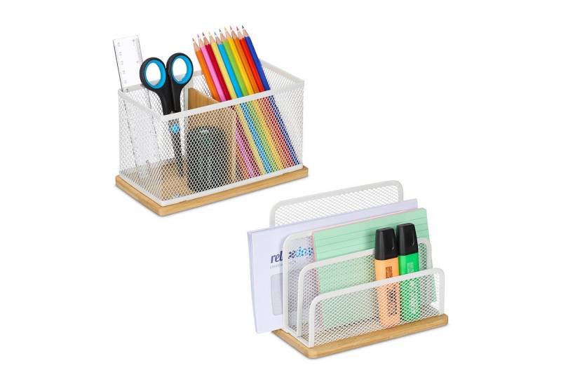 relaxdays Schreibtischaufsatz 2-teiliges Schreibtisch Organizer Set von relaxdays