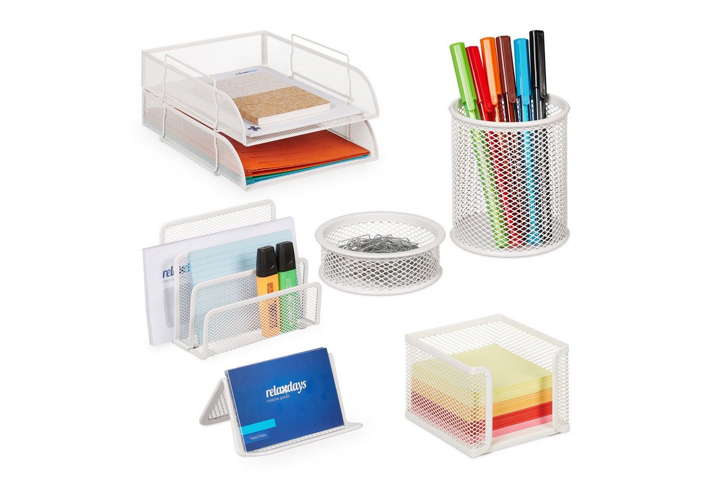 relaxdays Schreibtischaufsatz Schreibtisch Organizer Set 7-teilig von relaxdays