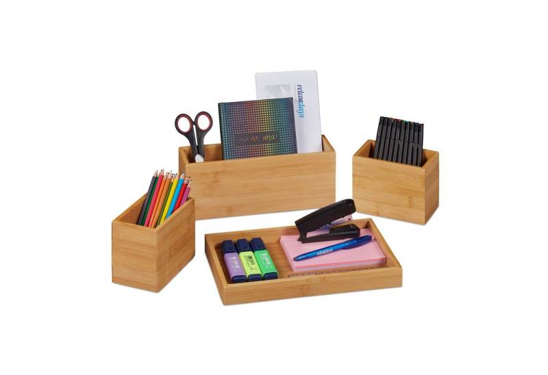relaxdays Schreibtischaufsatz Schreibtisch Organizer Set von relaxdays