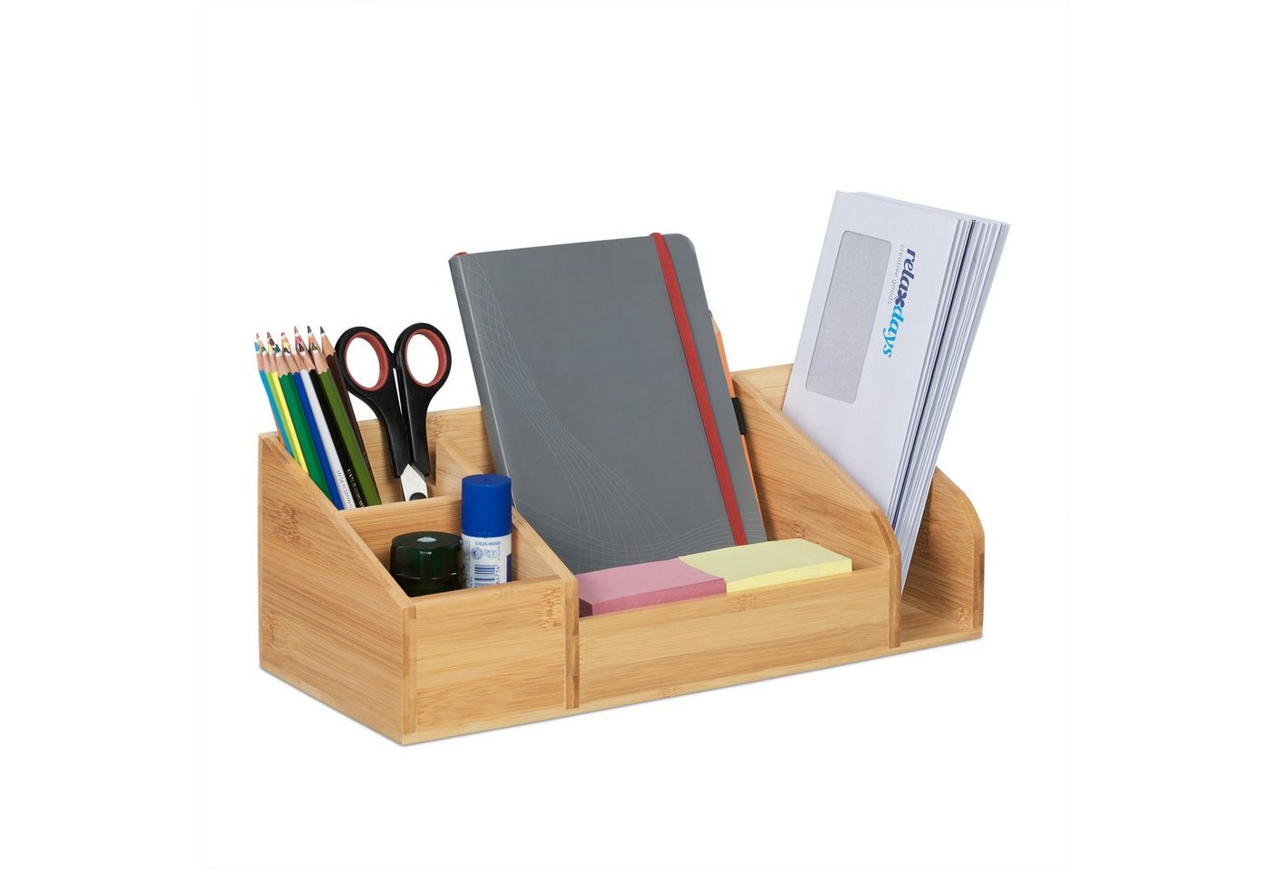 relaxdays Schreibtischaufsatz Schreibtisch Organizer aus Bambus von relaxdays