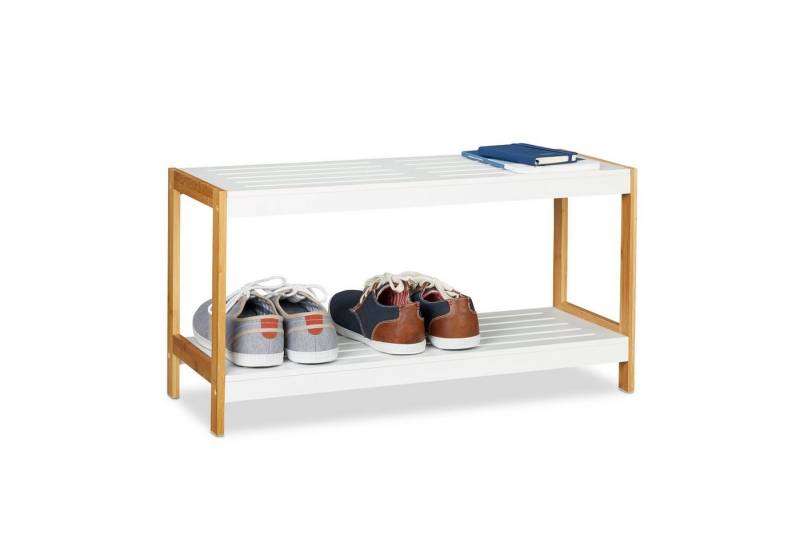 relaxdays Schuhregal Weiß Natur, 2 von relaxdays