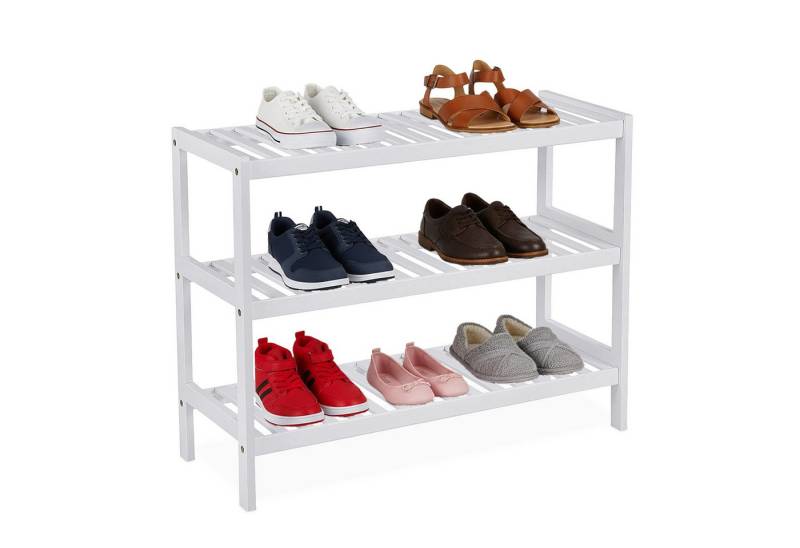 relaxdays Schuhregal aus Bambus, weiß von relaxdays