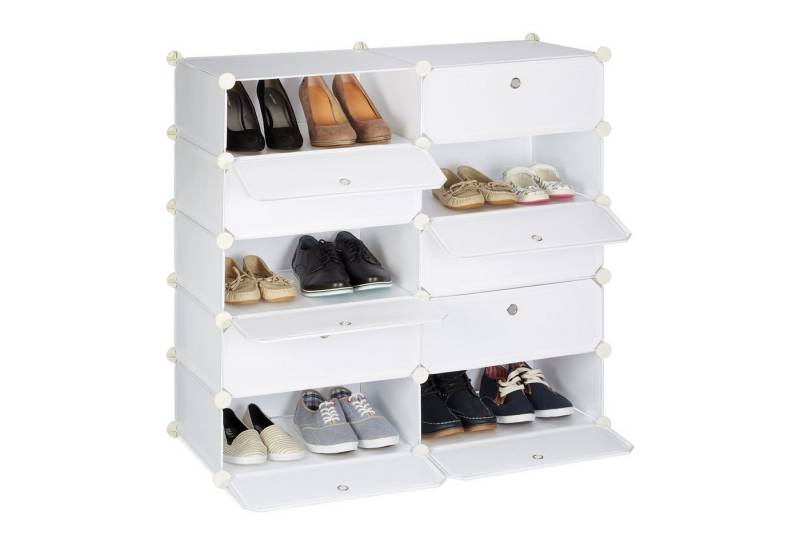 relaxdays Schuhschrank mit 10 Fäch weiß von relaxdays