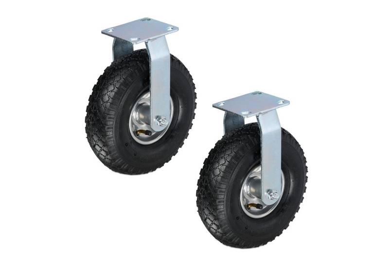 relaxdays Schwerlastrolle 2er Set Bockrolle 3.00-4, (2-St), Schwarz-Silber von relaxdays