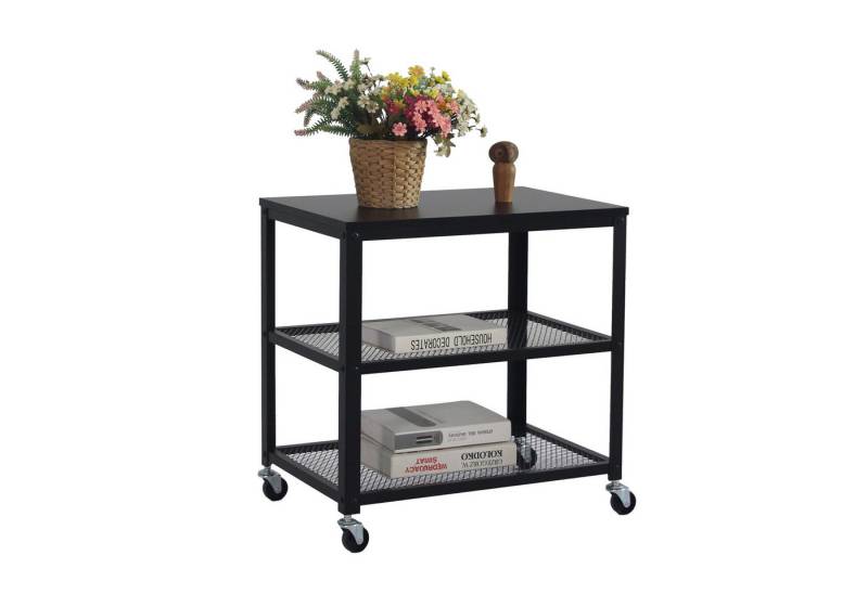 relaxdays Servierwagen Schwarzer Rollwagen 3 Ebenen, (1 St) von relaxdays