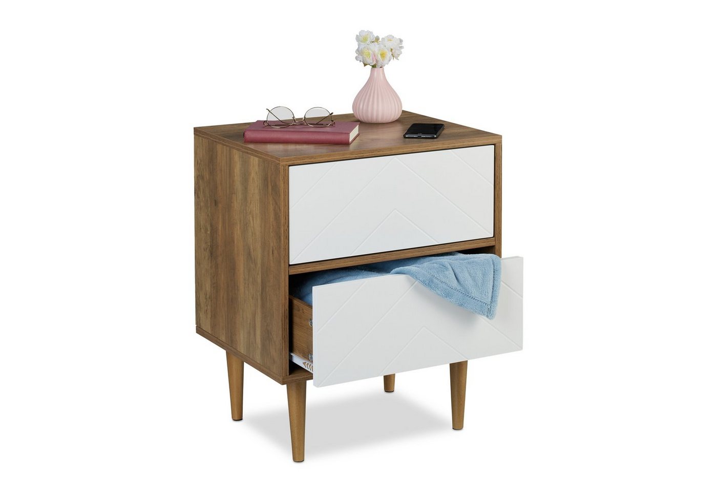 relaxdays Sideboard Schränkchen mit 2 Schubladen von relaxdays