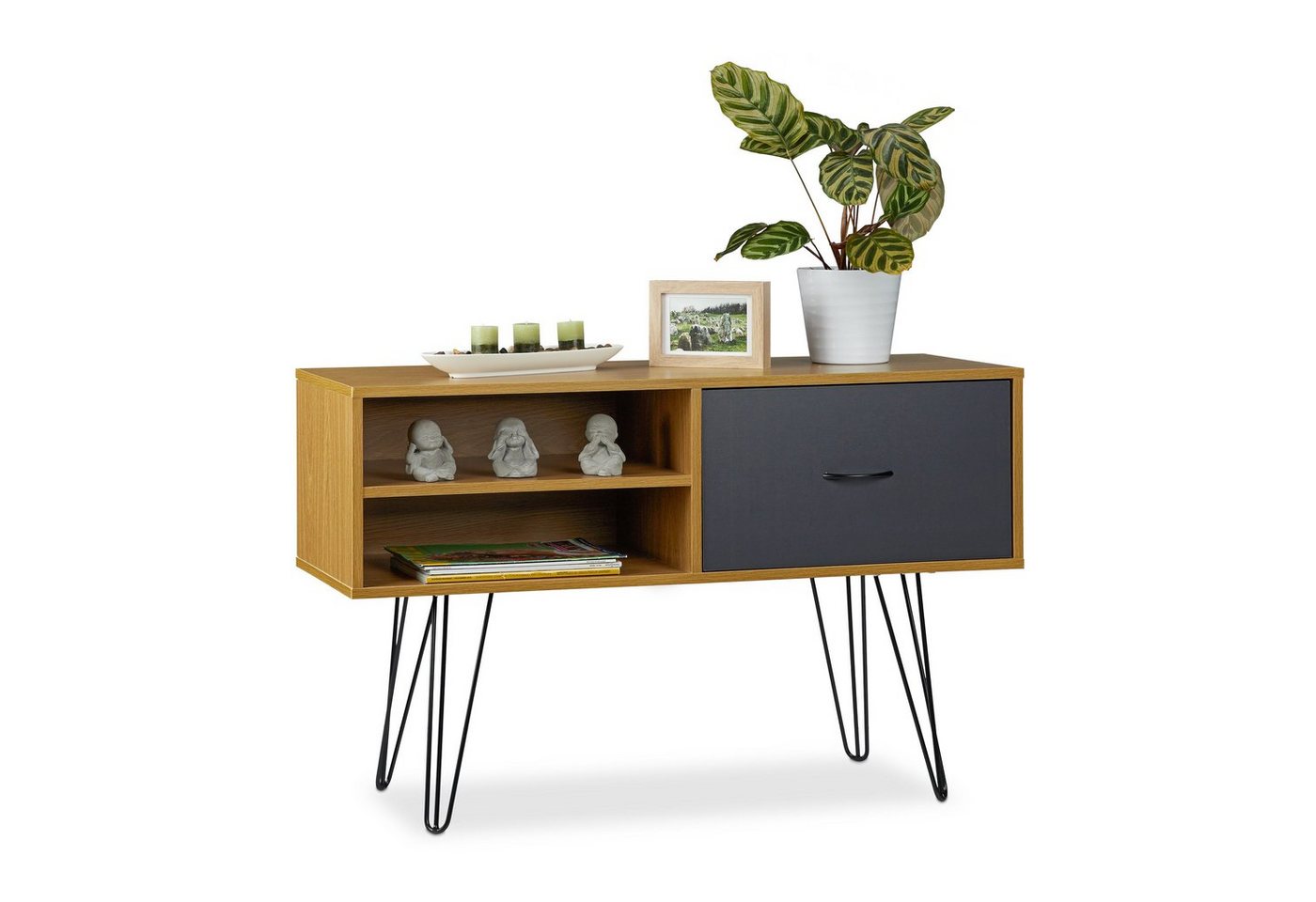 relaxdays Sideboard Sideboard Retro Design von relaxdays