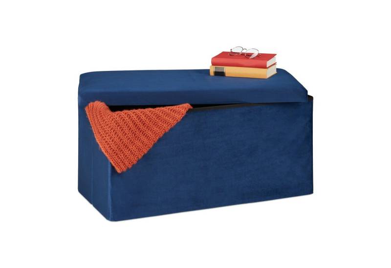 relaxdays Sitzbank Faltbare Samt Sitzbank, blau relaxdays Sitzbank Faltbare Samt Sitzbank, blau von relaxdays
