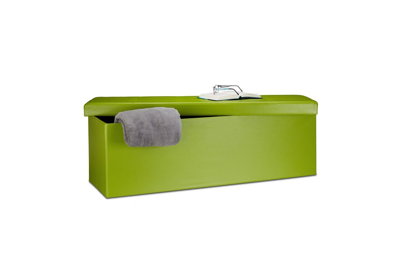 relaxdays Sitzbank Faltbare Sitzbank aus Kunstleder, Grün von relaxdays