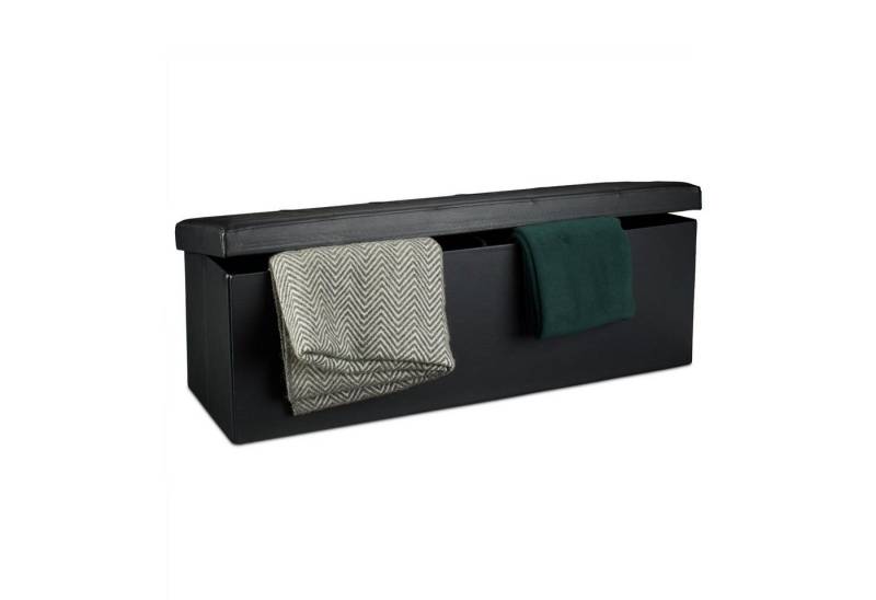 relaxdays Sitzbank Faltbare Sitzbank aus Kunstleder, schwarz von relaxdays