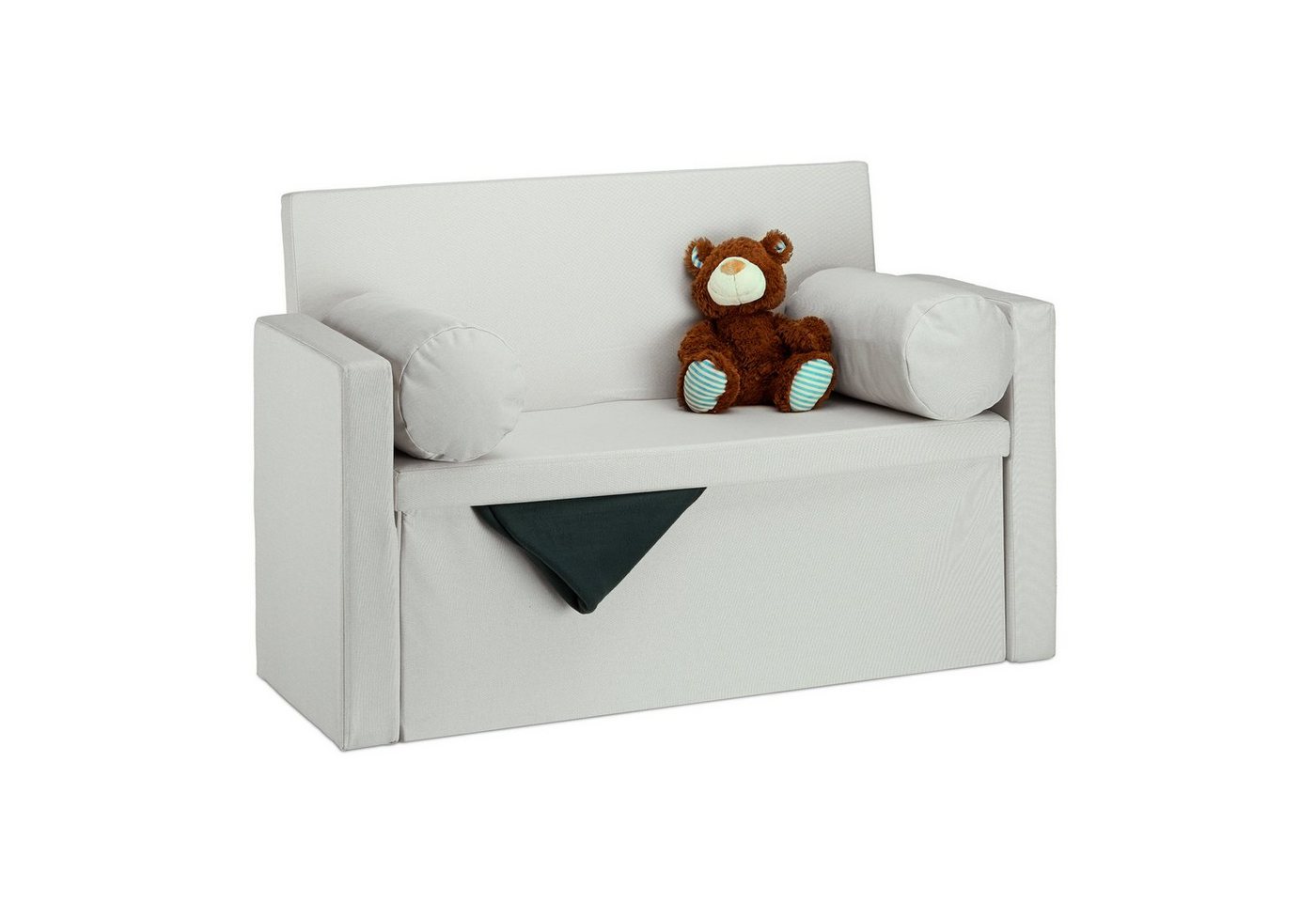 relaxdays Sitzbank Sitzbank Lehne mit Kissen, Creme von relaxdays