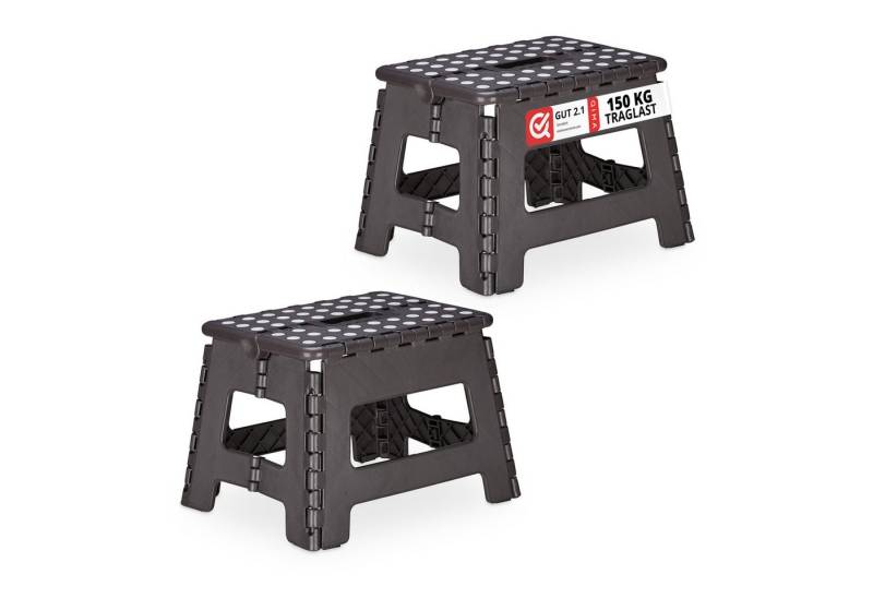 relaxdays Sitzhocker 2 x Klapphocker faltbar M dunkelgrau (Set, 2 St., 2er Set) von relaxdays