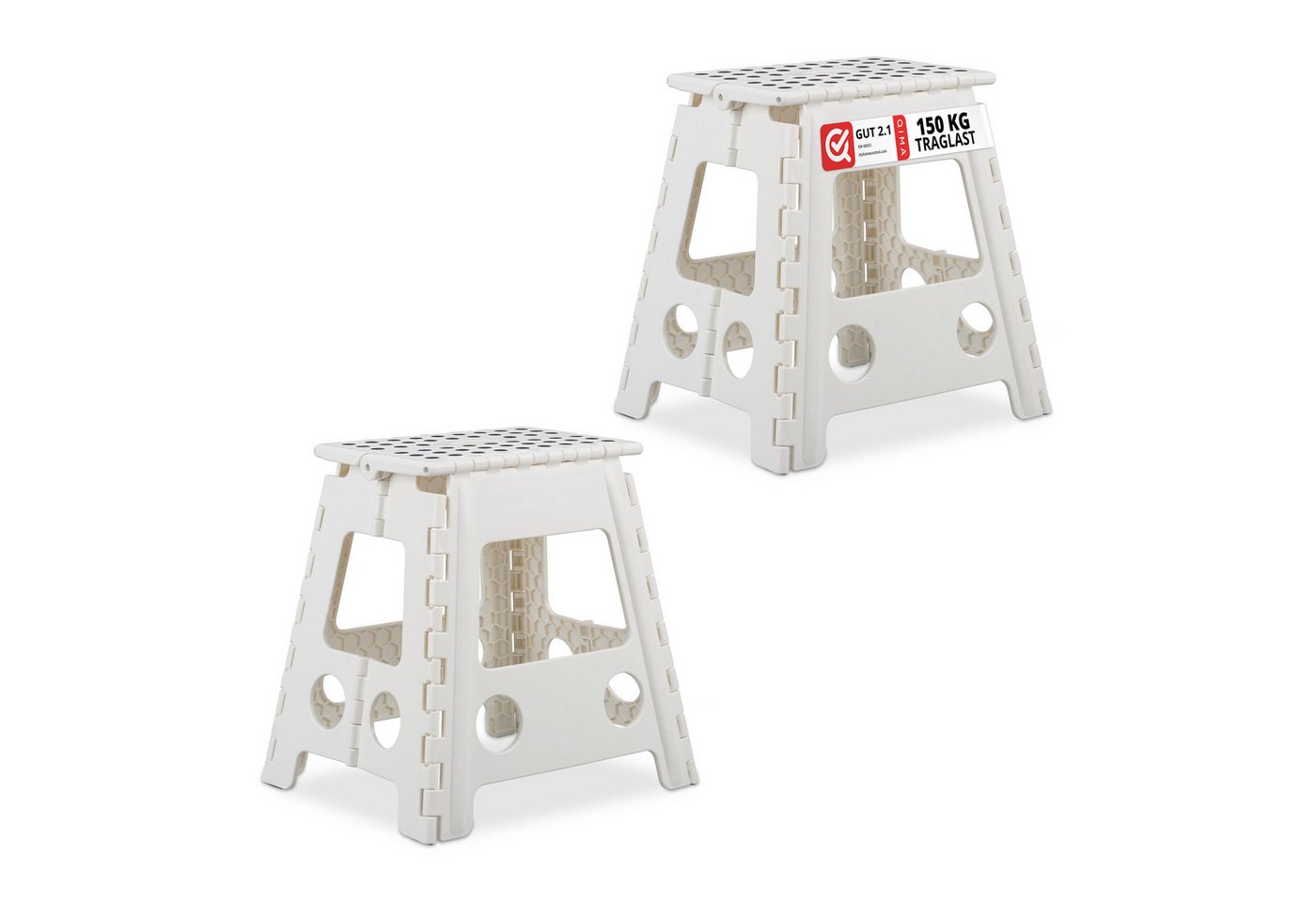 relaxdays Sitzhocker Faltbarer Klapphocker XL weiß 2er Set (Set, 2er Set) von relaxdays