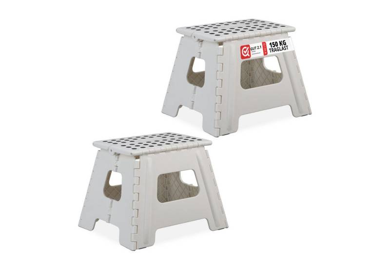 relaxdays Sitzhocker Klapphocker faltbar L weiß 2er Set (Set, 2er Set) von relaxdays
