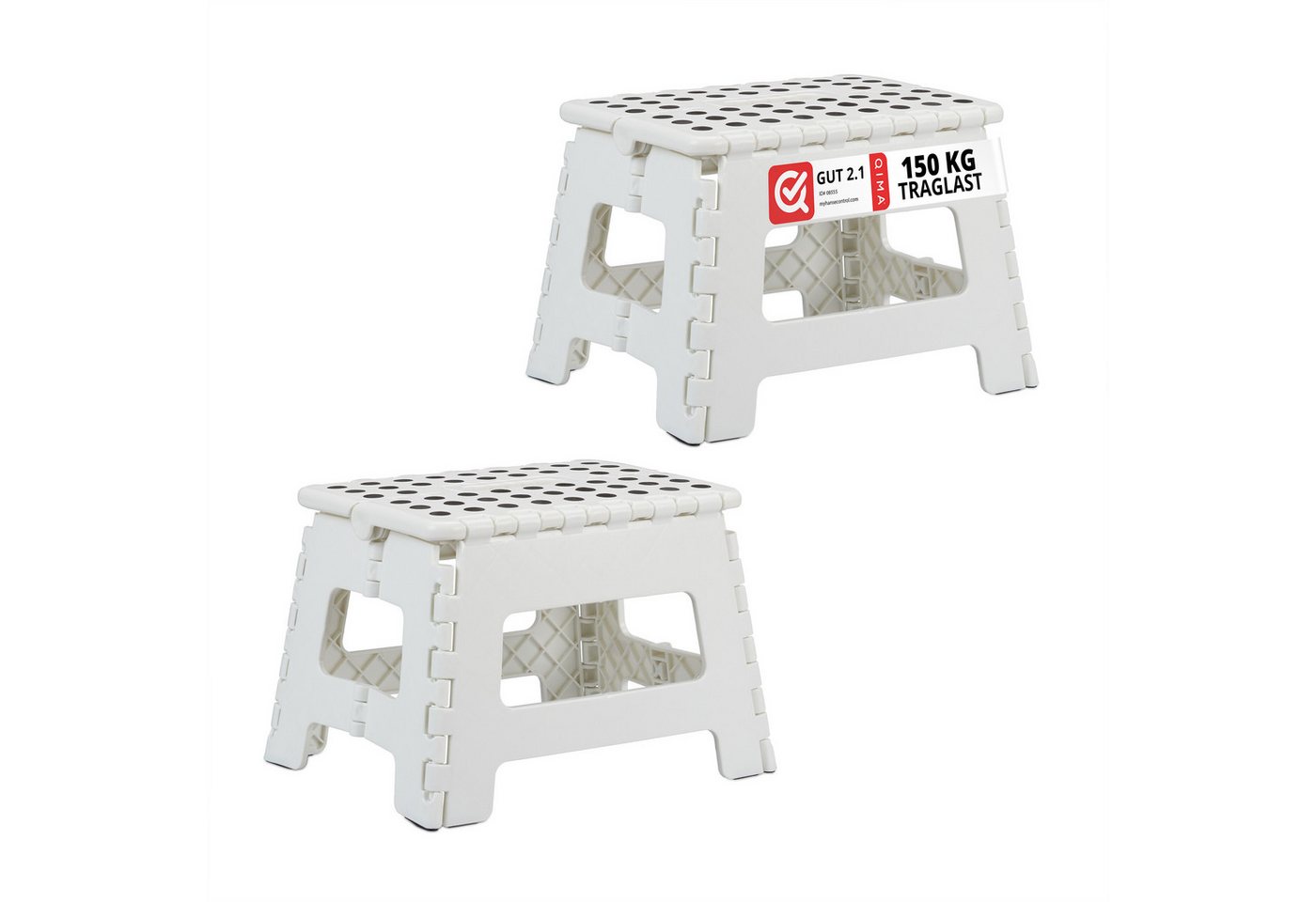 relaxdays Sitzhocker Klapphocker faltbar M weiß 2er Set (Set, 2er Set) von relaxdays