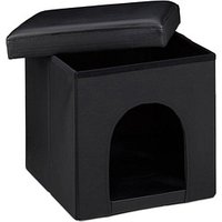 relaxdays Sitzhocker mit Hundebox schwarz 38,0 x 38,0 x 38,0 cm von RELAXDAYS