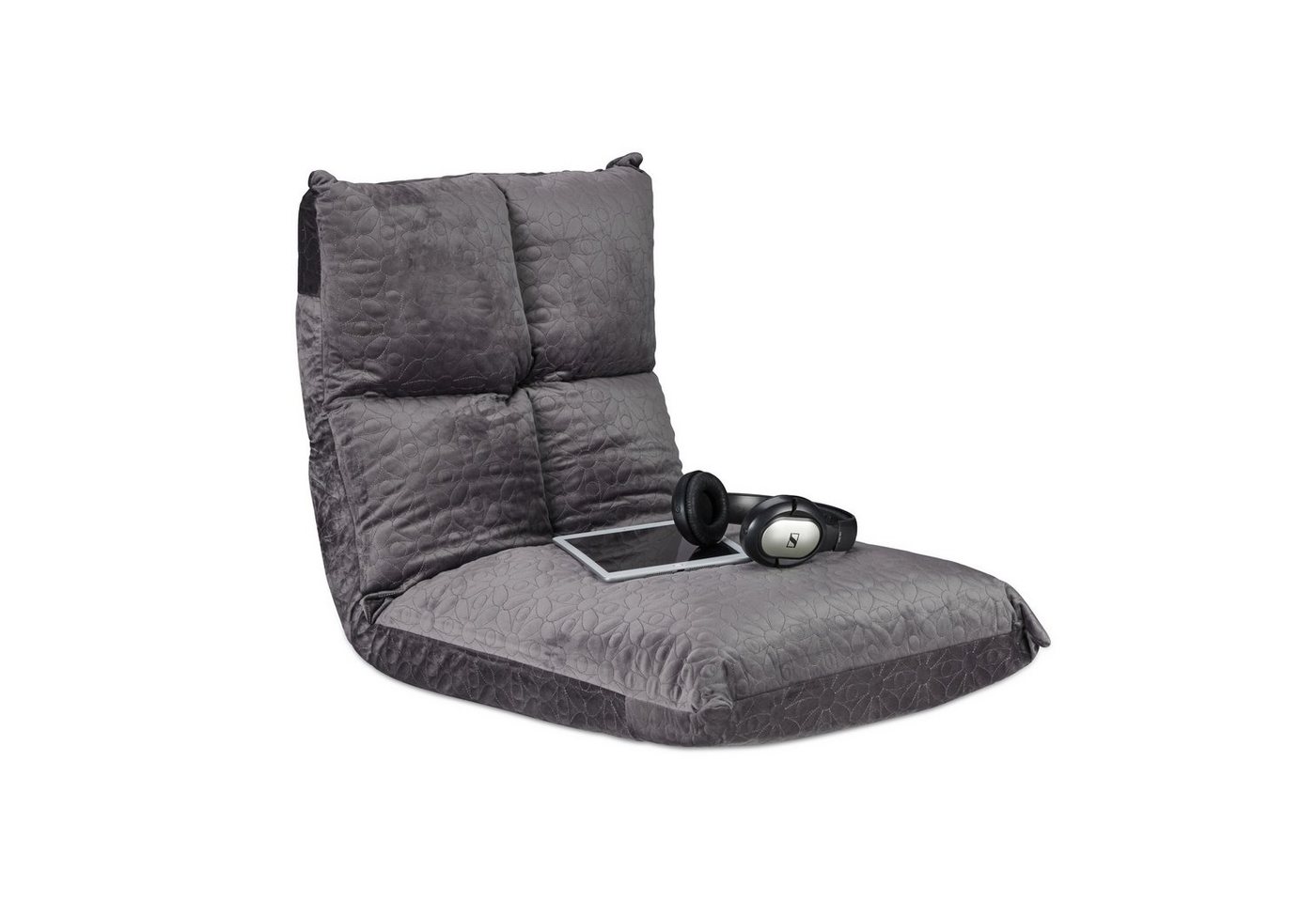 relaxdays Stuhlkissen Bodenstuhl mit Rückenlehne verstellbar, Grau von relaxdays