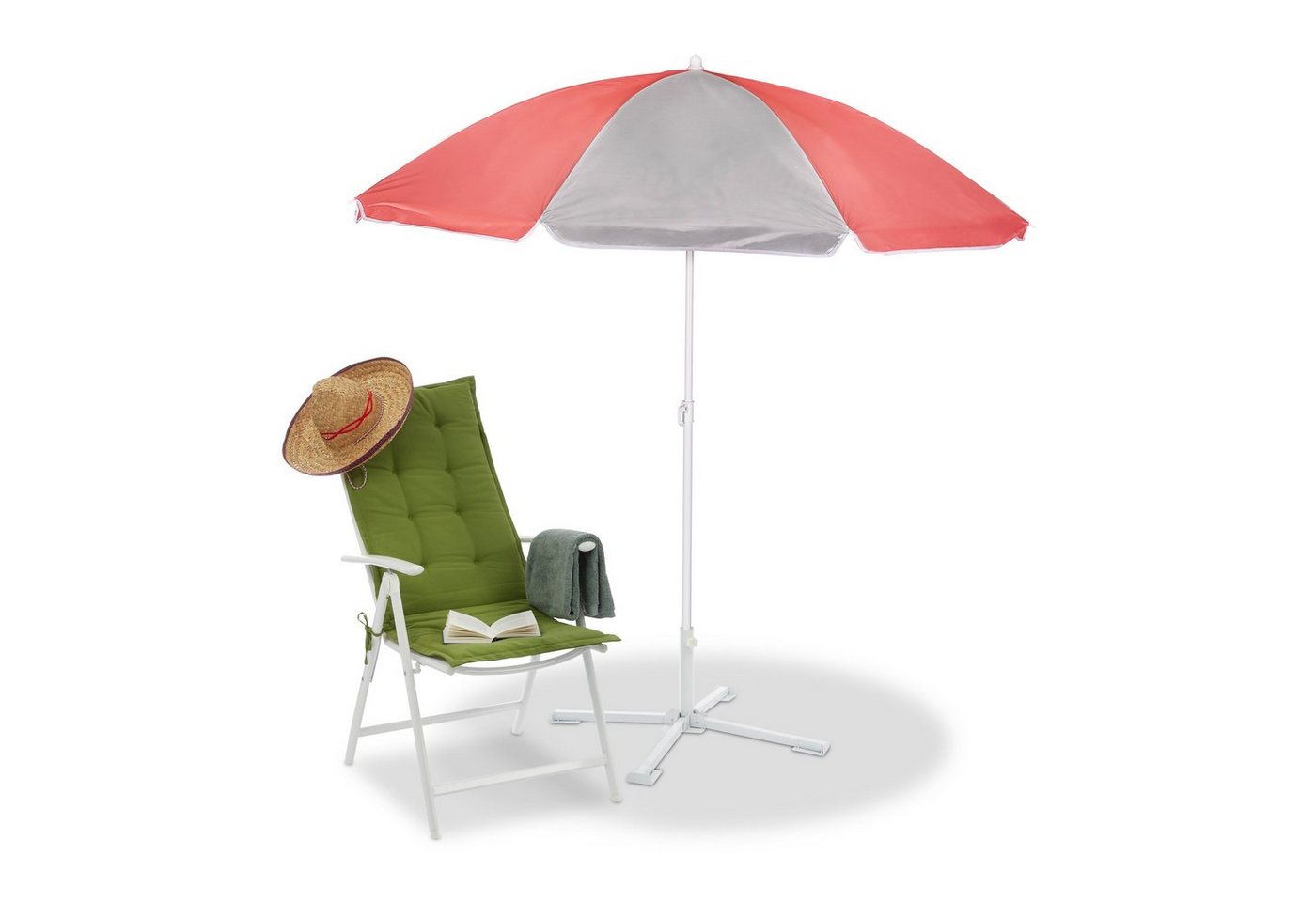 relaxdays Sonnenschirm Sonnenschirm in Grau & Pink 160 cm von relaxdays