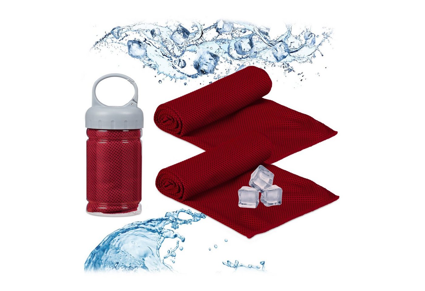 relaxdays Sporthandtuch Kühlendes Handtuch im 2er Pack, Rot von relaxdays