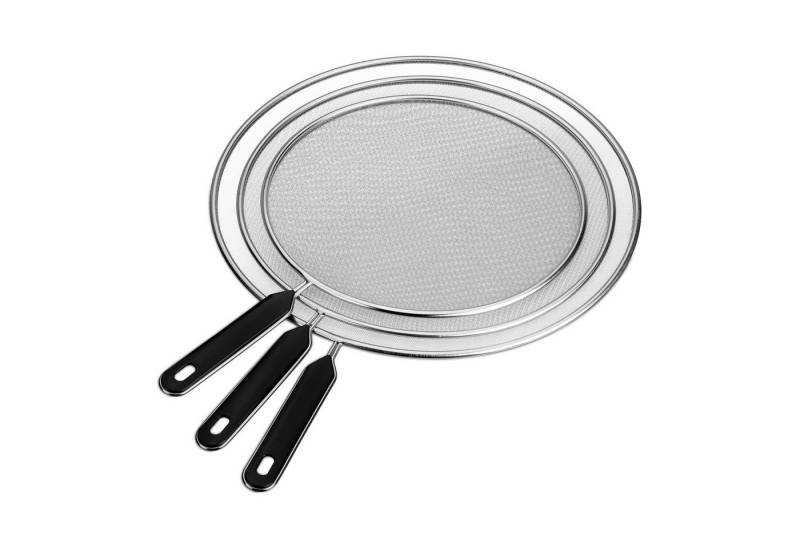 relaxdays Spritzschutzdeckel Pfannen Spritzschutz im 3er Set, (3-tlg), schwarz von relaxdays