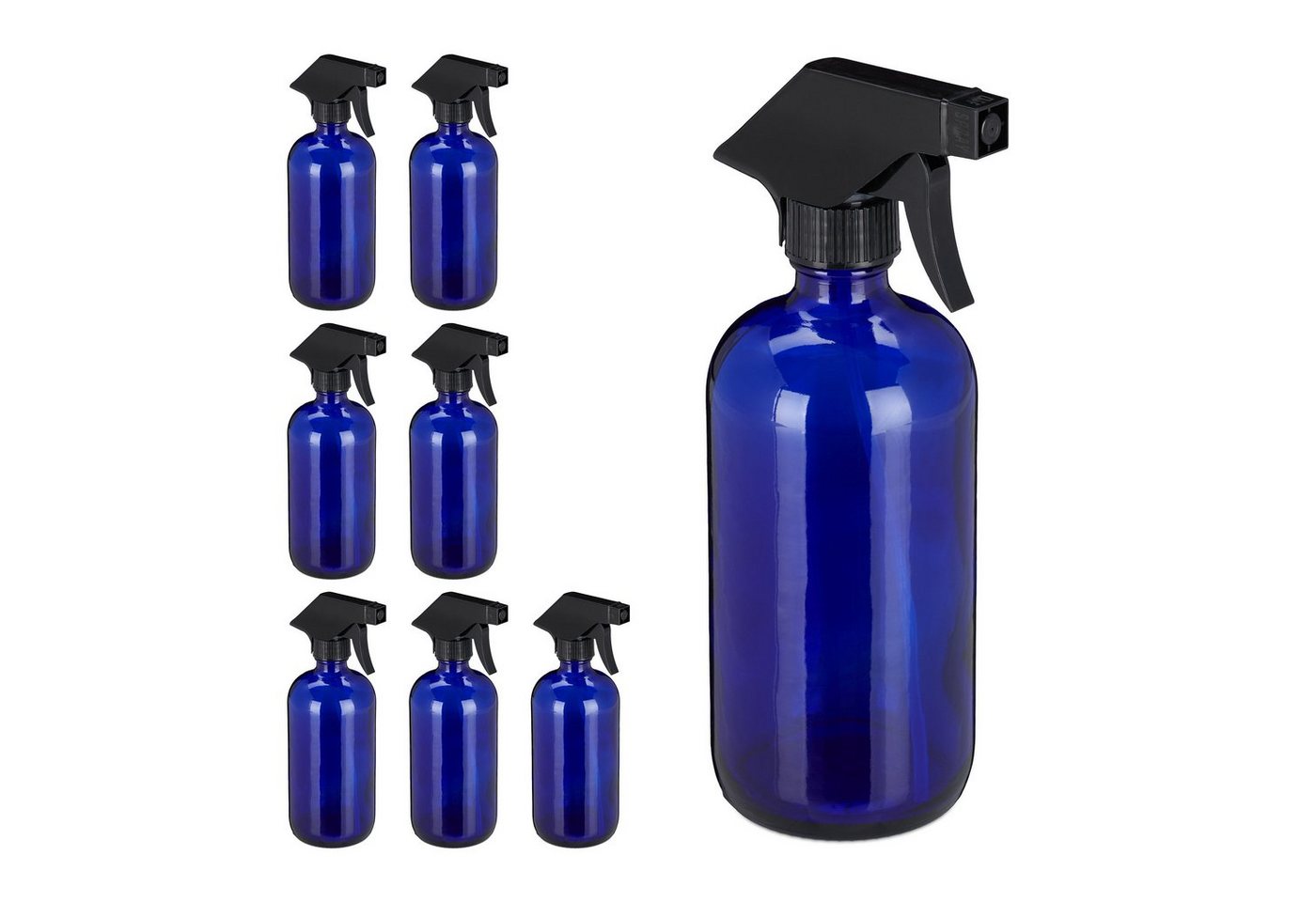 relaxdays Sprühflasche 8 x Sprühflasche Glas Blau von relaxdays