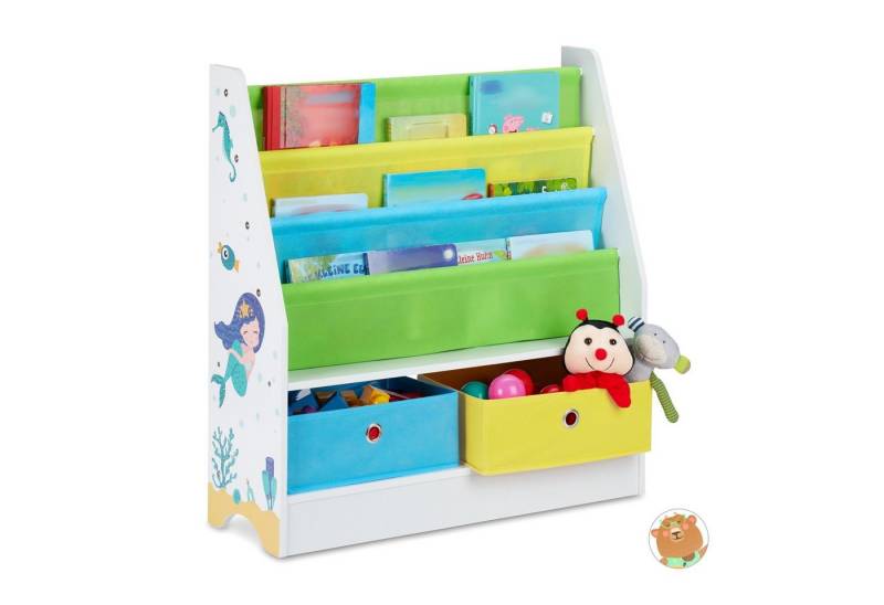 relaxdays Kinderregal mit 2 Boxen & 3 Hängefäch, B von relaxdays