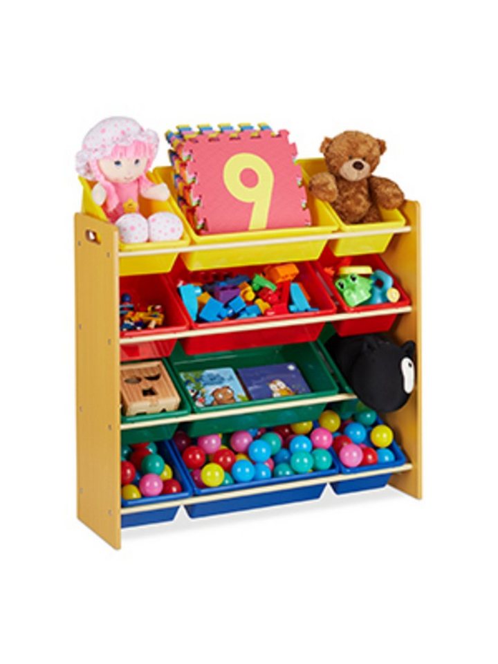 relaxdays Standregal Kinderregal mit Aufbewahrungsboxen bunt von relaxdays