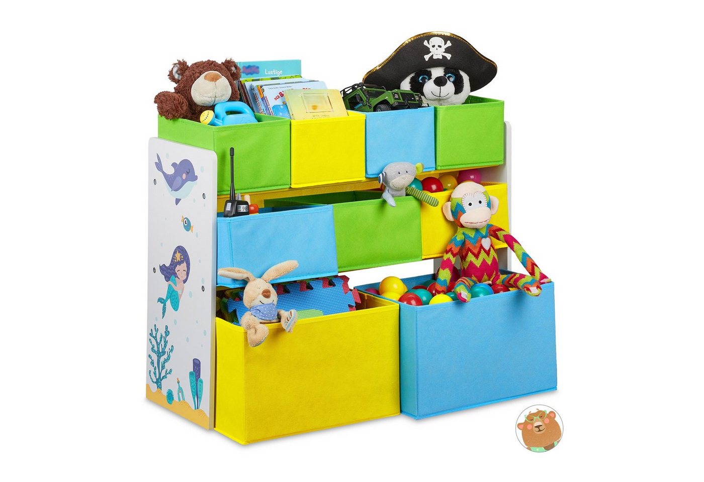 relaxdays Standregal Kinderregal mit Motiv und 9 Boxen, B von relaxdays