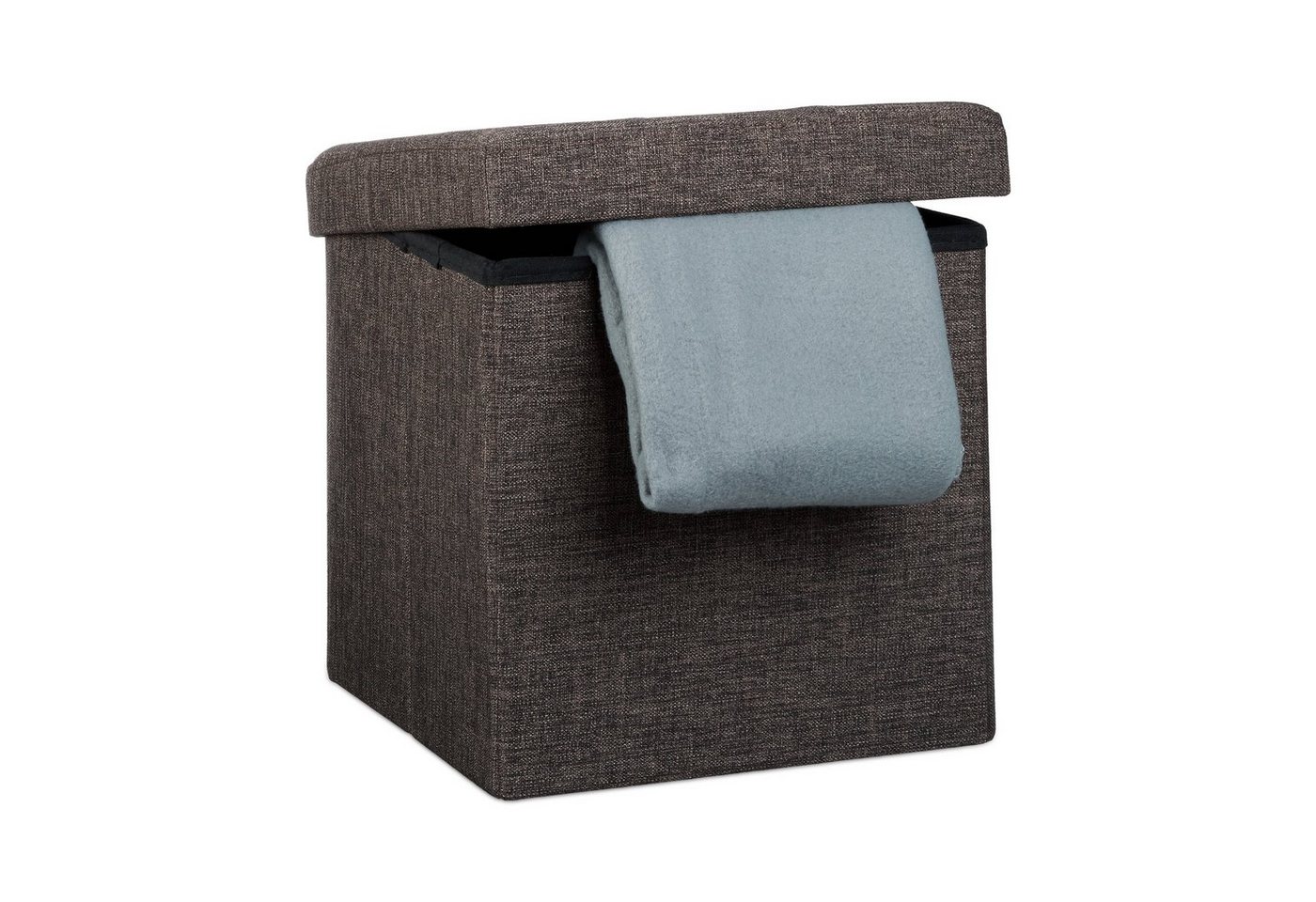 relaxdays Stauraumhocker Faltbarer Sitzhocker mit Stauraum Leinen, Braun von relaxdays