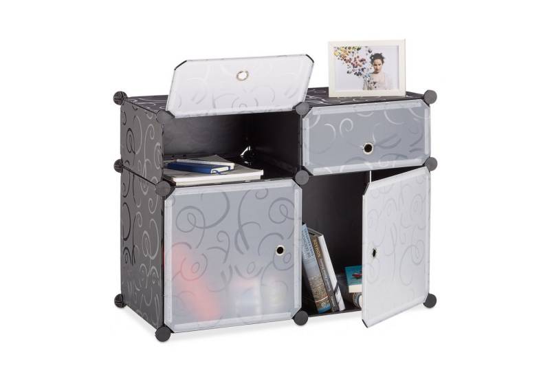 relaxdays Steckregal Regalsystem 4 Fächer, Schwarz relaxdays Steckregal Regalsystem 4 Fächer, Schwarz von relaxdays