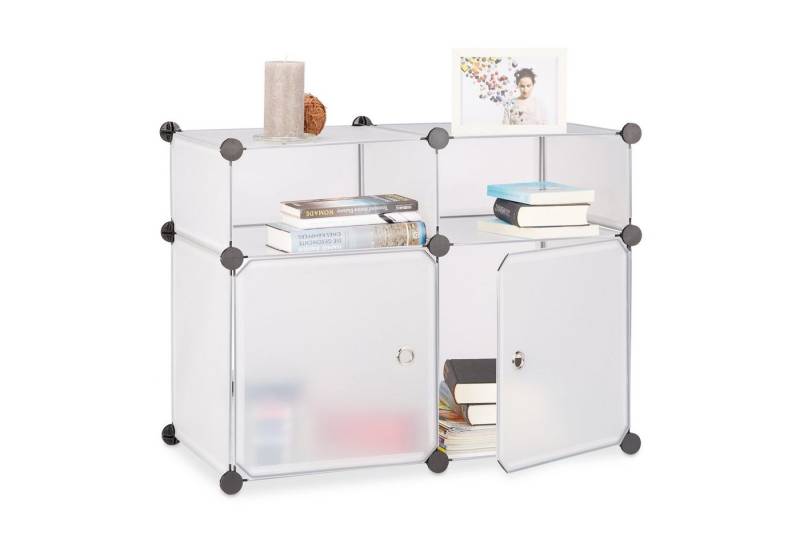 relaxdays Steckregal Regalsystem 4 Fächer, Transparent von relaxdays