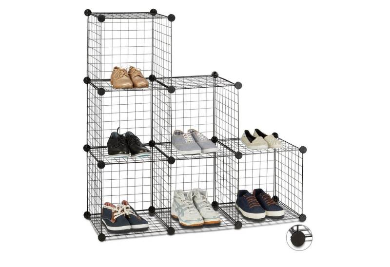 relaxdays Steckregal Regalsystem Drahtgitter 6 Fächer, 35 x 35 cm von relaxdays