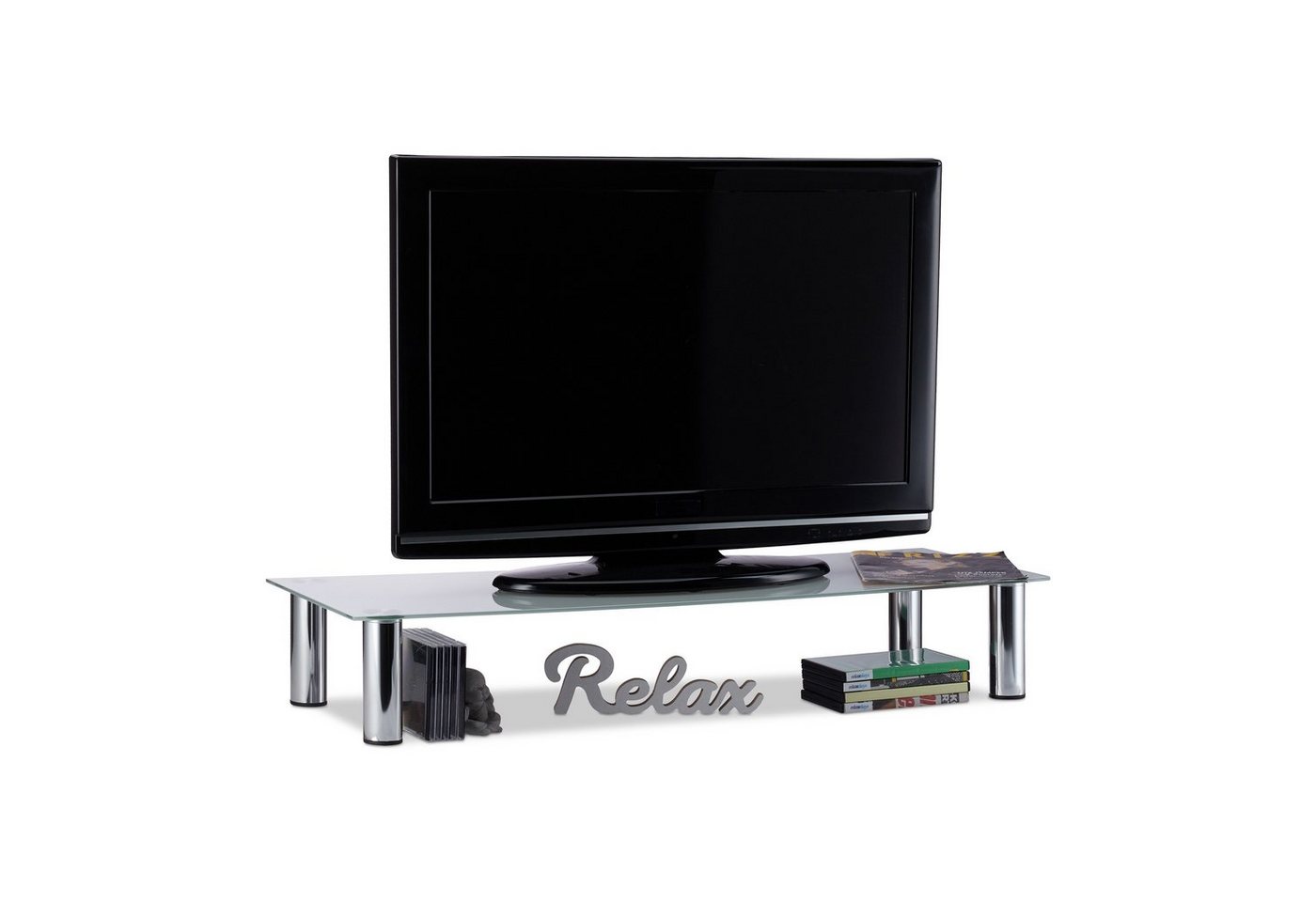 relaxdays TV-Regal TV-Tisch Glas von relaxdays