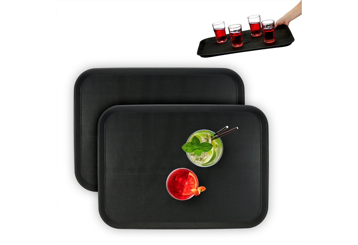 relaxdays Tablett 2er Set Serviertablett 56 x 41 cm, Kunststoff, (Set, 2-tlg., 2er Set) von relaxdays