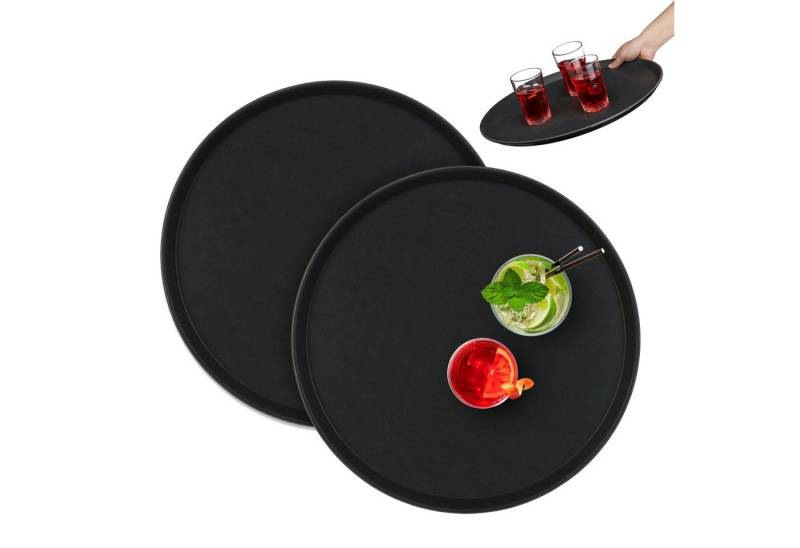 relaxdays Tablett Rundes Gastro Serviertablett 2er Set, Kunststoff von relaxdays