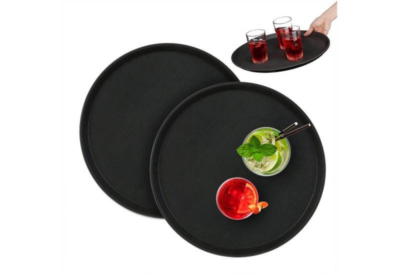 relaxdays Tablett Rundes Gastro Serviertablett 2er Set, Kunststoff von relaxdays